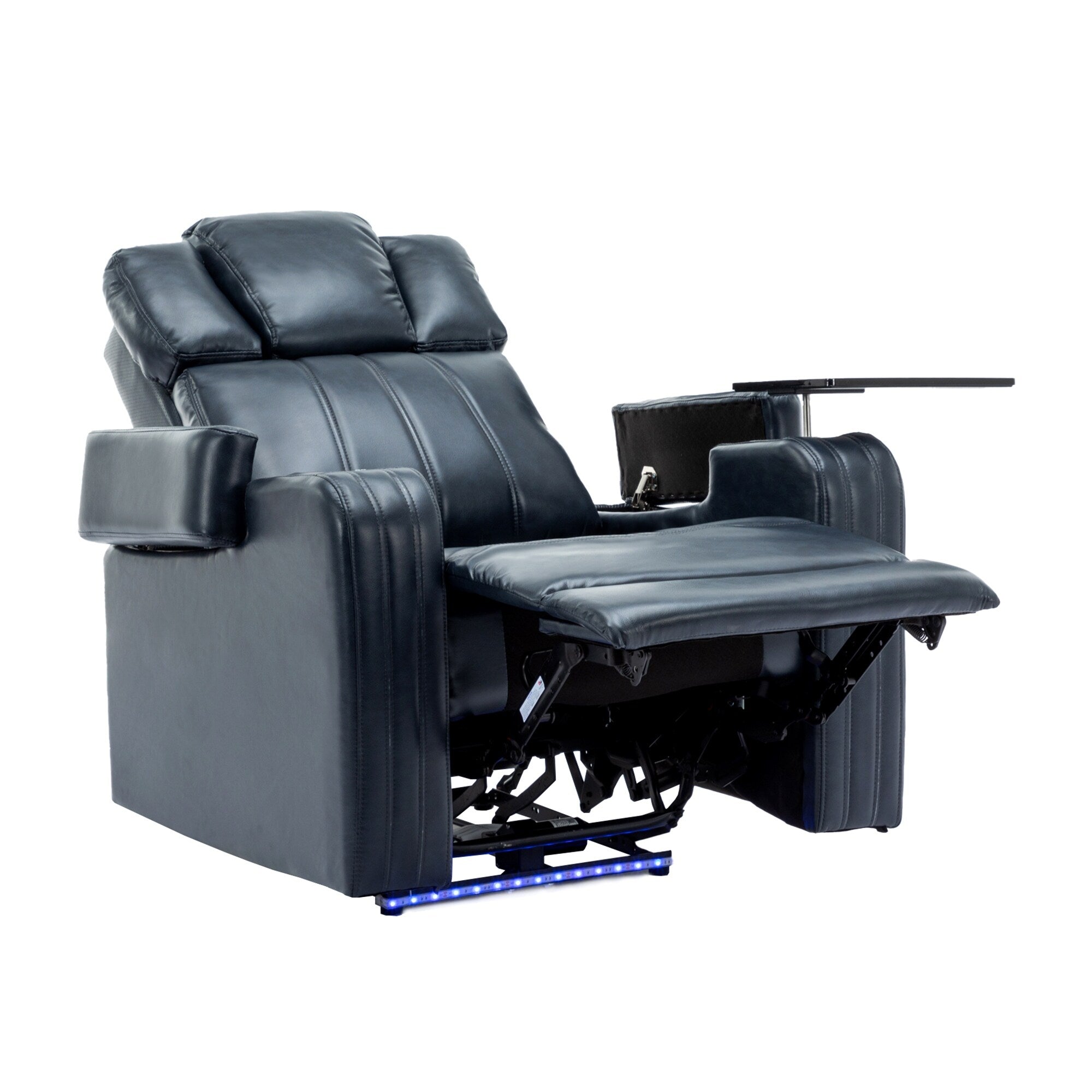 Fauteuil inclinable électrique en cuir synthétique, siège individuel, pour home cinéma, avec porte-gobelet rafraîchissant, haut-parleur Bluetooth, lumières LED et ports USB