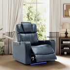 Fauteuil inclinable électrique en cuir synthétique, siège individuel, pour home cinéma, avec porte-gobelet rafraîchissant, haut-parleur Bluetooth, lumières LED et ports USB
