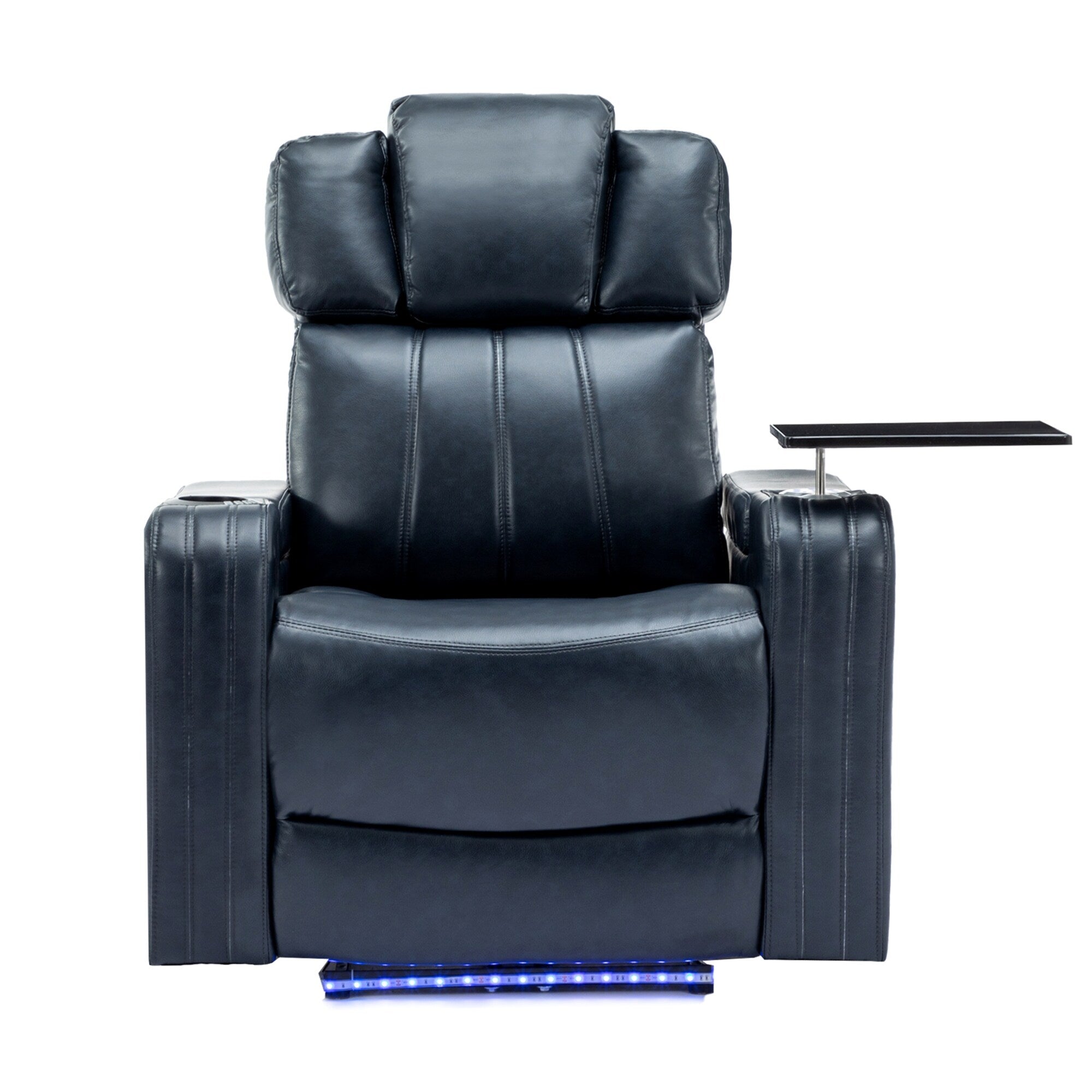 Fauteuil inclinable électrique en cuir synthétique, siège individuel, pour home cinéma, avec porte-gobelet rafraîchissant, haut-parleur Bluetooth, lumières LED et ports USB