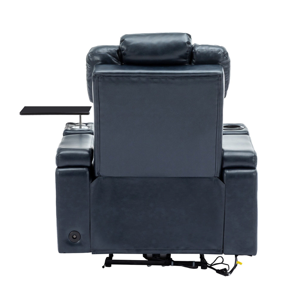 Fauteuil inclinable électrique en cuir synthétique, siège individuel, pour home cinéma, avec porte-gobelet rafraîchissant, haut-parleur Bluetooth, lumières LED et ports USB