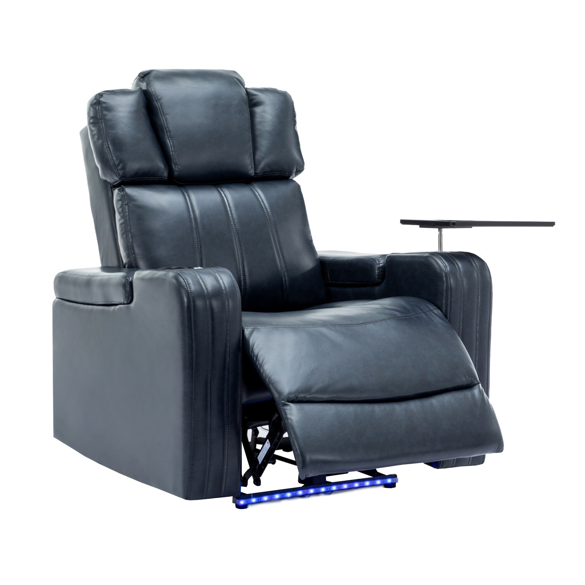 Fauteuil inclinable électrique en cuir synthétique, siège individuel, pour home cinéma, avec porte-gobelet rafraîchissant, haut-parleur Bluetooth, lumières LED et ports USB