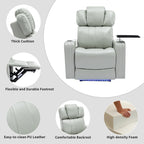 Fauteuil inclinable électrique en cuir synthétique, siège individuel, pour home cinéma, avec porte-gobelet rafraîchissant, haut-parleur Bluetooth, lumières LED et ports USB