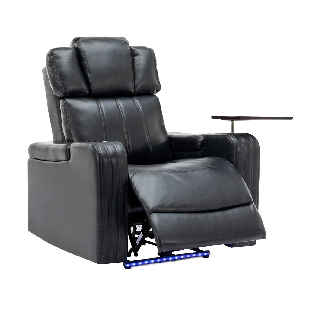 Fauteuil inclinable électrique en cuir synthétique, siège individuel, pour home cinéma, avec porte-gobelet rafraîchissant, haut-parleur Bluetooth, lumières LED et ports USB