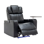 Fauteuil inclinable électrique en cuir synthétique, siège individuel, pour home cinéma, avec porte-gobelet rafraîchissant, haut-parleur Bluetooth, lumières LED et ports USB