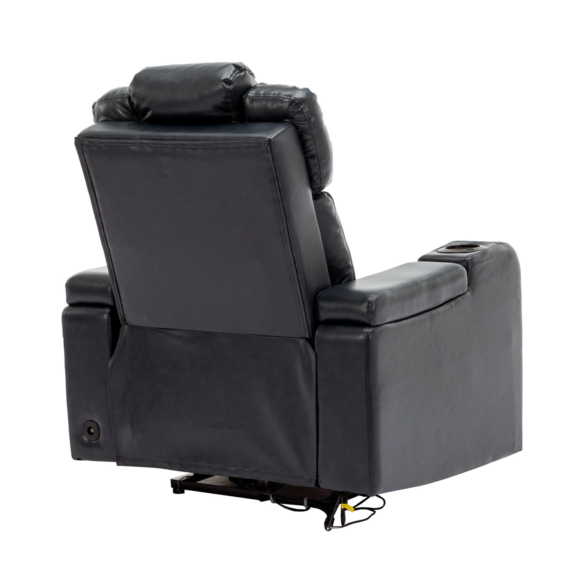 Fauteuil inclinable électrique en cuir synthétique, siège individuel, pour home cinéma, avec porte-gobelet rafraîchissant, haut-parleur Bluetooth, lumières LED et ports USB