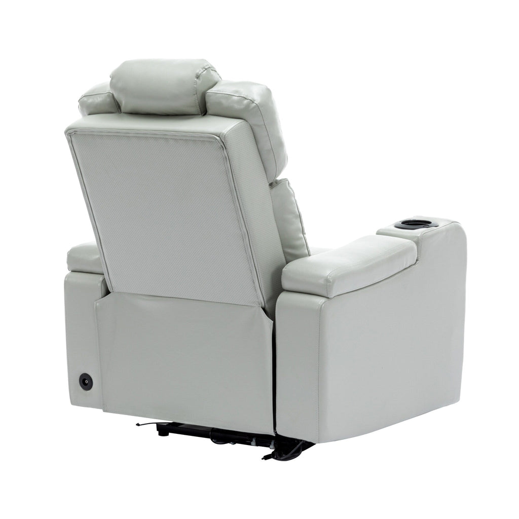 Fauteuil inclinable électrique en cuir synthétique, siège individuel, pour home cinéma, avec porte-gobelet rafraîchissant, haut-parleur Bluetooth, lumières LED et ports USB