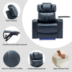 Fauteuil inclinable électrique en cuir synthétique, siège individuel, pour home cinéma, avec porte-gobelet rafraîchissant, haut-parleur Bluetooth, lumières LED et ports USB