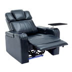 Fauteuil inclinable électrique en cuir synthétique, siège individuel, pour home cinéma, avec porte-gobelet rafraîchissant, haut-parleur Bluetooth, lumières LED et ports USB