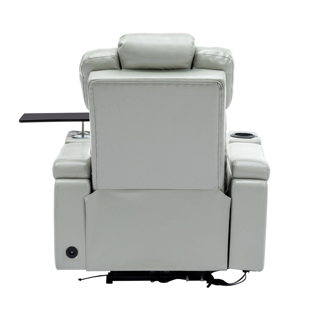 Fauteuil inclinable électrique en cuir synthétique, siège individuel, pour home cinéma, avec porte-gobelet rafraîchissant, haut-parleur Bluetooth, lumières LED et ports USB