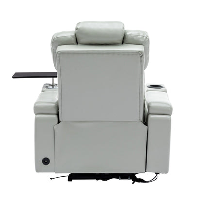 Fauteuil inclinable électrique en cuir synthétique, siège individuel, pour home cinéma, avec porte-gobelet rafraîchissant, haut-parleur Bluetooth, lumières LED et ports USB