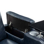 Fauteuil inclinable électrique en cuir synthétique, siège individuel, pour home cinéma, avec porte-gobelet rafraîchissant, haut-parleur Bluetooth, lumières LED et ports USB