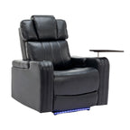 Fauteuil inclinable électrique en cuir synthétique, siège individuel, pour home cinéma, avec porte-gobelet rafraîchissant, haut-parleur Bluetooth, lumières LED et ports USB