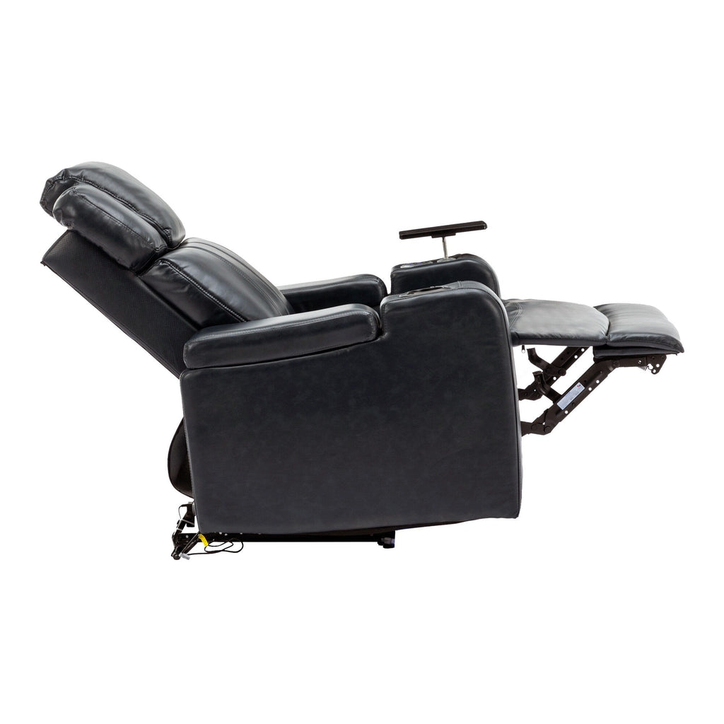 Fauteuil inclinable électrique en cuir synthétique, siège individuel, pour home cinéma, avec porte-gobelet rafraîchissant, haut-parleur Bluetooth, lumières LED et ports USB