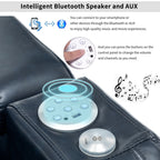 Fauteuil inclinable électrique en cuir synthétique, siège individuel, pour home cinéma, avec porte-gobelet rafraîchissant, haut-parleur Bluetooth, lumières LED et ports USB