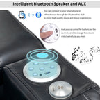 Fauteuil inclinable électrique en cuir synthétique, siège individuel, pour home cinéma, avec porte-gobelet rafraîchissant, haut-parleur Bluetooth, lumières LED et ports USB