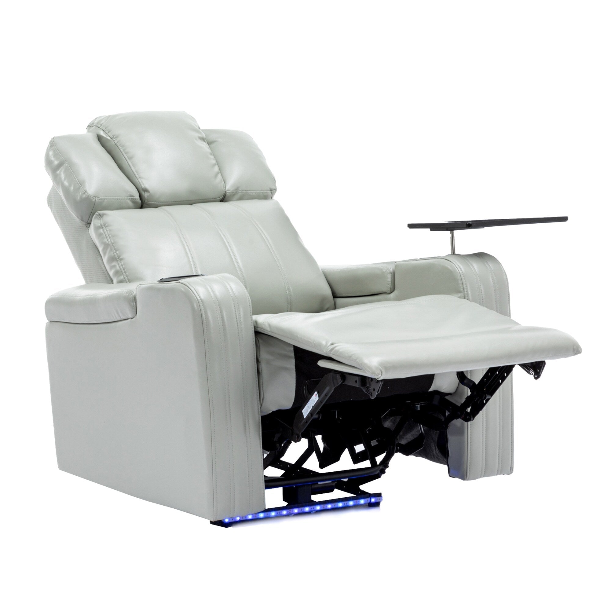 Fauteuil inclinable électrique en cuir synthétique, siège individuel, pour home cinéma, avec porte-gobelet rafraîchissant, haut-parleur Bluetooth, lumières LED et ports USB