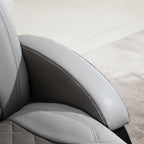Fauteuil inclinable en cuir synthétique avec repose-pieds, coutures en losange, inclinaison à 135°, pivot à 360°, base en acier/bois et appui-tête