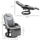 Fauteuil inclinable en cuir synthétique avec repose-pieds, coutures en losange, inclinaison à 135°, pivot à 360°, base en acier/bois et appui-tête