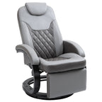 Fauteuil inclinable en cuir synthétique avec repose-pieds, coutures en losange, inclinaison à 135°, pivot à 360°, base en acier/bois et appui-tête