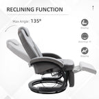 Fauteuil inclinable en cuir synthétique avec repose-pieds, coutures en losange, inclinaison à 135°, pivot à 360°, base en acier/bois et appui-tête