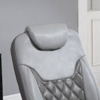 Fauteuil inclinable en cuir synthétique avec repose-pieds, coutures en losange, inclinaison à 135°, pivot à 360°, base en acier/bois et appui-tête