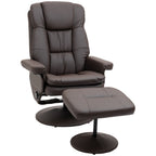 Fauteuil inclinable en cuir synthétique avec dossier réglable, pivotant à 360°, repose-pieds, dossier haut, base enveloppée, pour salon, chambre, bureau à domicile