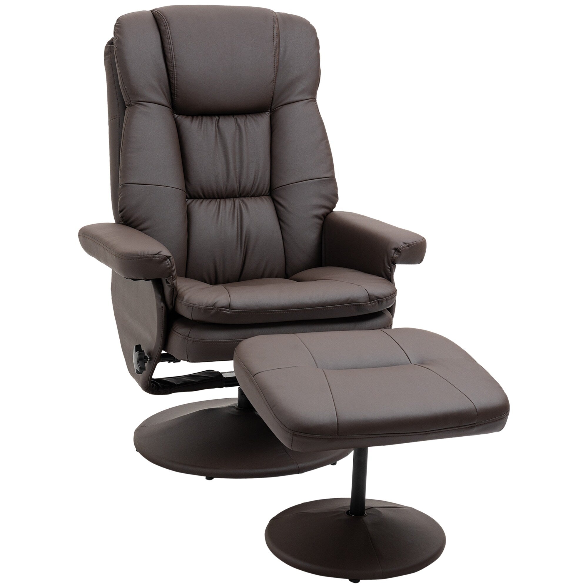 Fauteuil inclinable en cuir synthétique avec dossier réglable, pivotant à 360°, repose-pieds, dossier haut, base enveloppée, pour salon, chambre, bureau à domicile