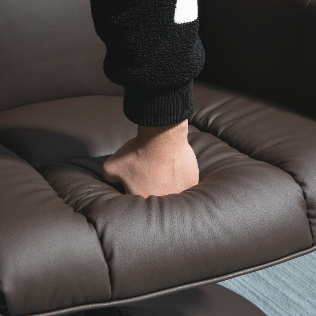 Fauteuil inclinable en cuir synthétique avec dossier réglable, pivotant à 360°, repose-pieds, dossier haut, base enveloppée, pour salon, chambre, bureau à domicile