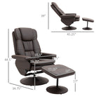 Fauteuil inclinable en cuir synthétique avec dossier réglable, pivotant à 360°, repose-pieds, dossier haut, base enveloppée, pour salon, chambre, bureau à domicile