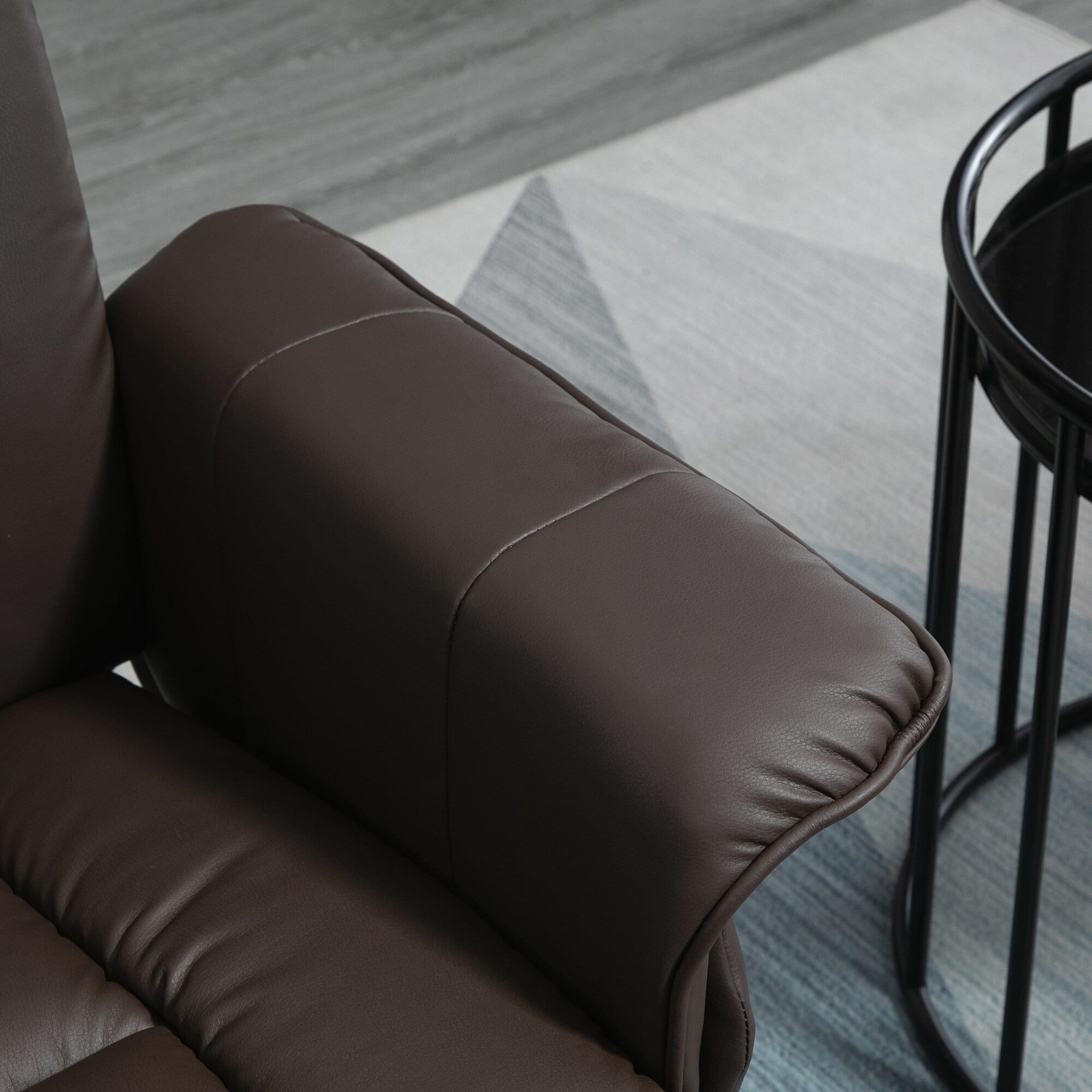 Fauteuil inclinable en cuir synthétique avec dossier réglable, pivotant à 360°, repose-pieds, dossier haut, base enveloppée, pour salon, chambre, bureau à domicile