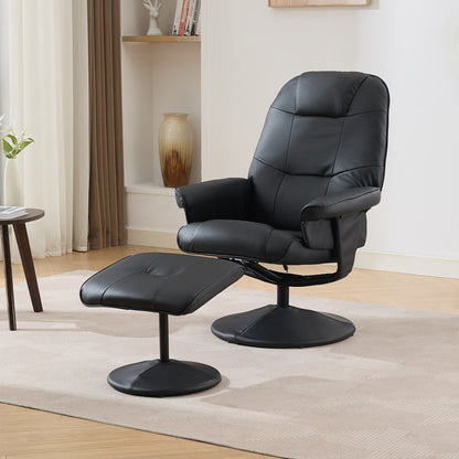 Fauteuil inclinable en cuir synthétique avec repose-pieds, pivotant à 360°, avec vibration à 5 points, siège chauffant et dossier réglable à 140°