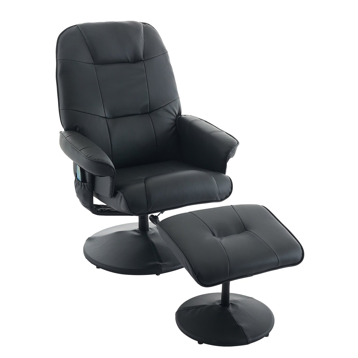 Fauteuil inclinable en cuir synthétique avec repose-pieds, pivotant à 360°, avec vibration à 5 points, siège chauffant et dossier réglable à 140°
