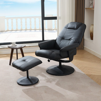 Fauteuil inclinable en cuir synthétique avec repose-pieds, pivotant à 360°, avec vibration à 5 points, siège chauffant et dossier réglable à 140°