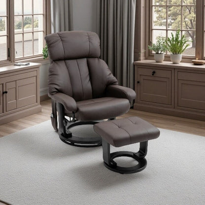 Fauteuil de massage inclinable en cuir PU avec repose-pieds, base pivotante à 360° et vibration télécommandée