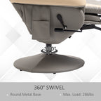 Fauteuil inclinable pivotant en cuir synthétique avec repose-jambes réglable, porte-gobelet et poche de rangement