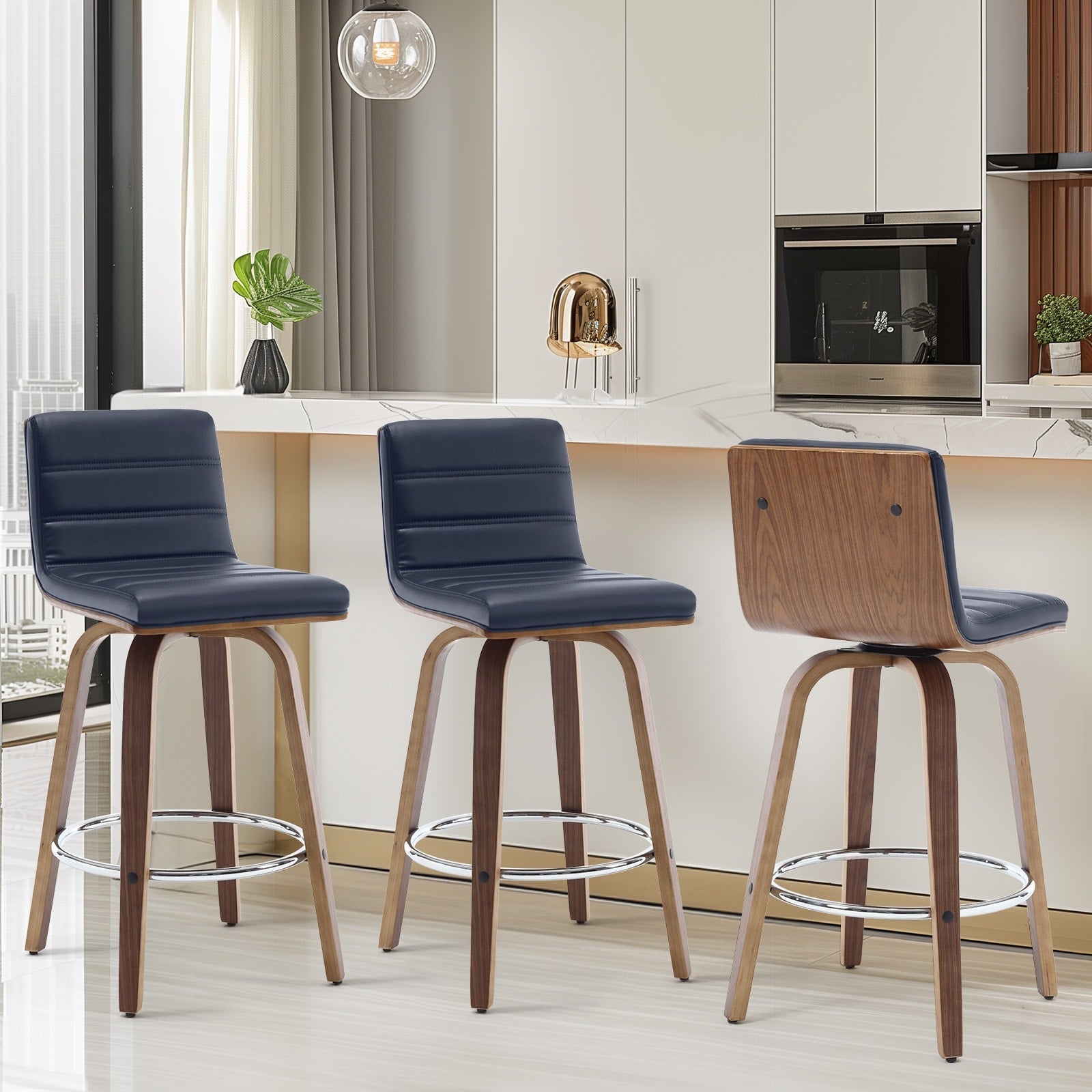 Tabourets de bar/comptoir pivotants en similicuir 26/29, lot de 2/3