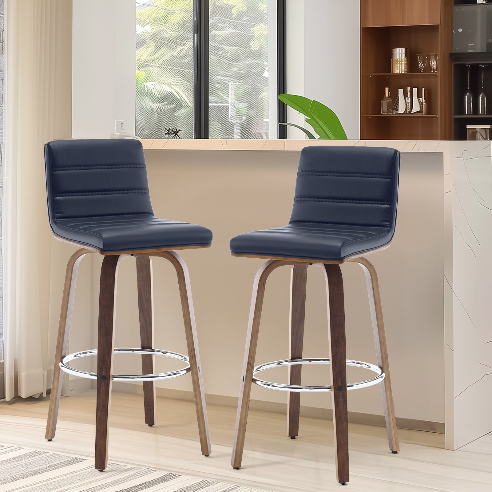 Tabourets de bar/comptoir pivotants en similicuir 26/29, lot de 2/3