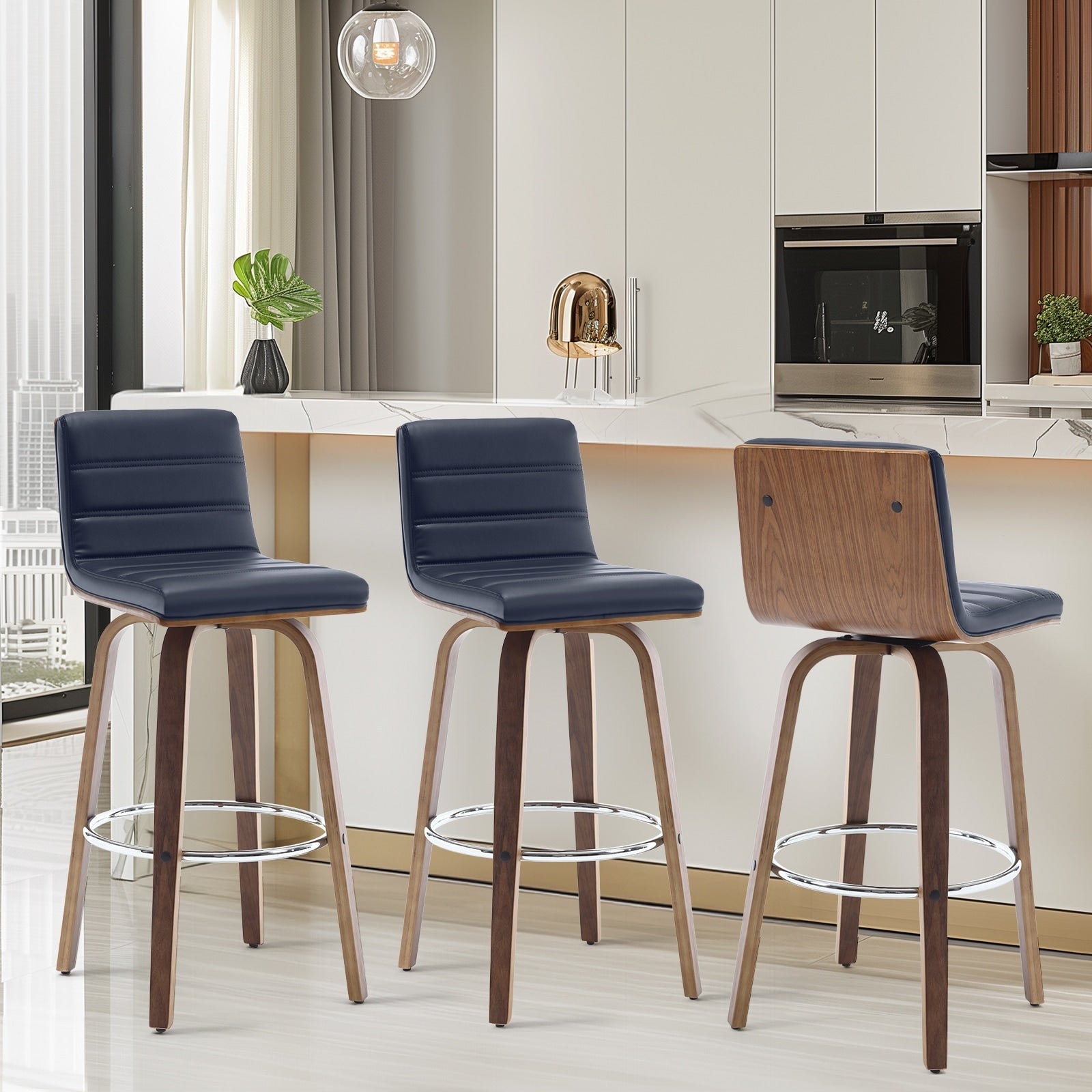 Tabourets de bar/comptoir pivotants en similicuir 26/29, lot de 2/3