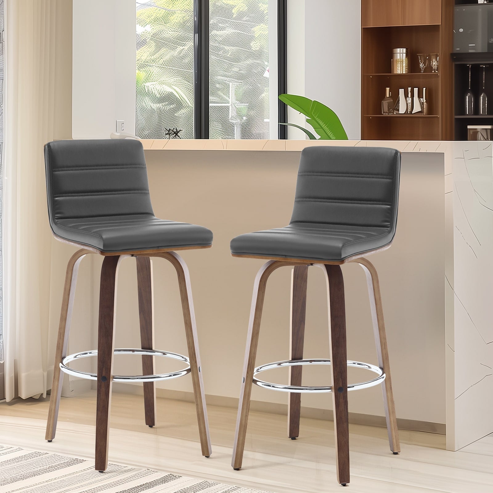 Tabourets de bar/comptoir pivotants en similicuir 26/29, lot de 2/3