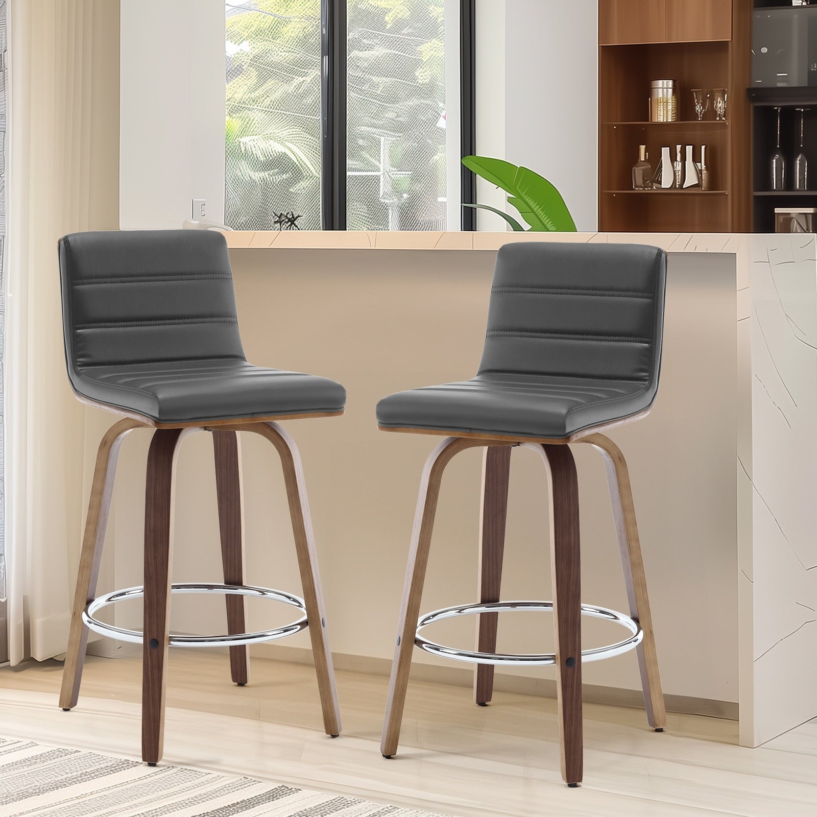 Tabourets de bar/comptoir pivotants en similicuir 26/29, lot de 2/3