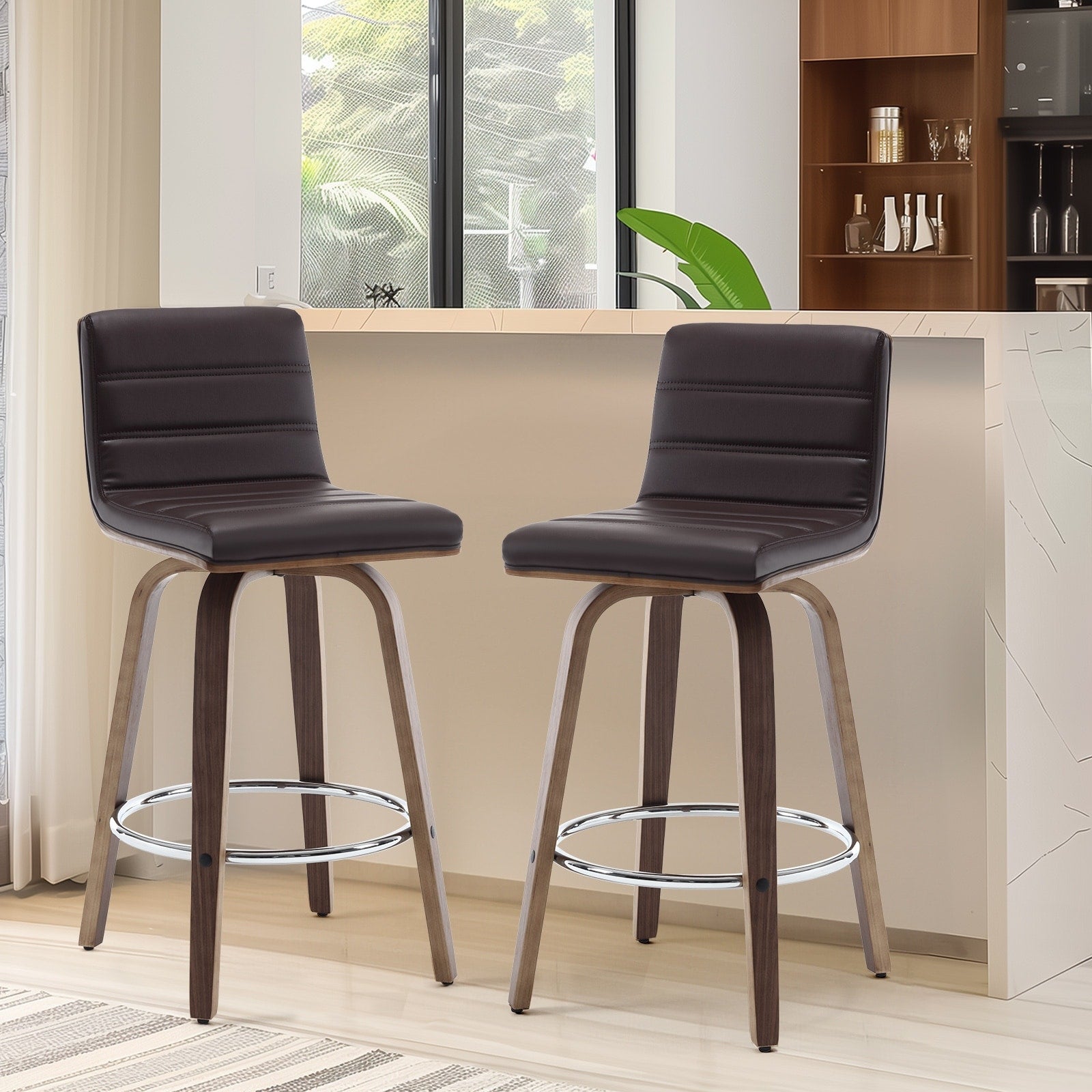 Tabourets de bar/comptoir pivotants en similicuir 26/29, lot de 2/3