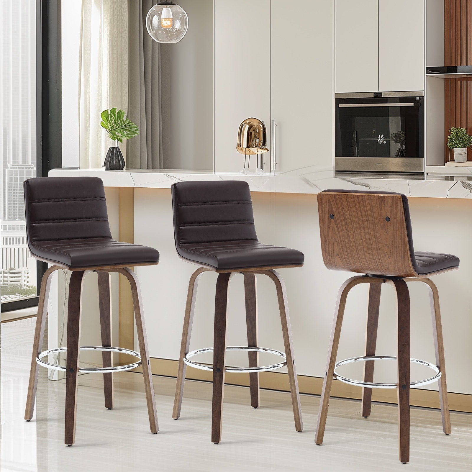 Tabourets de bar/comptoir pivotants en similicuir 26/29, lot de 2/3