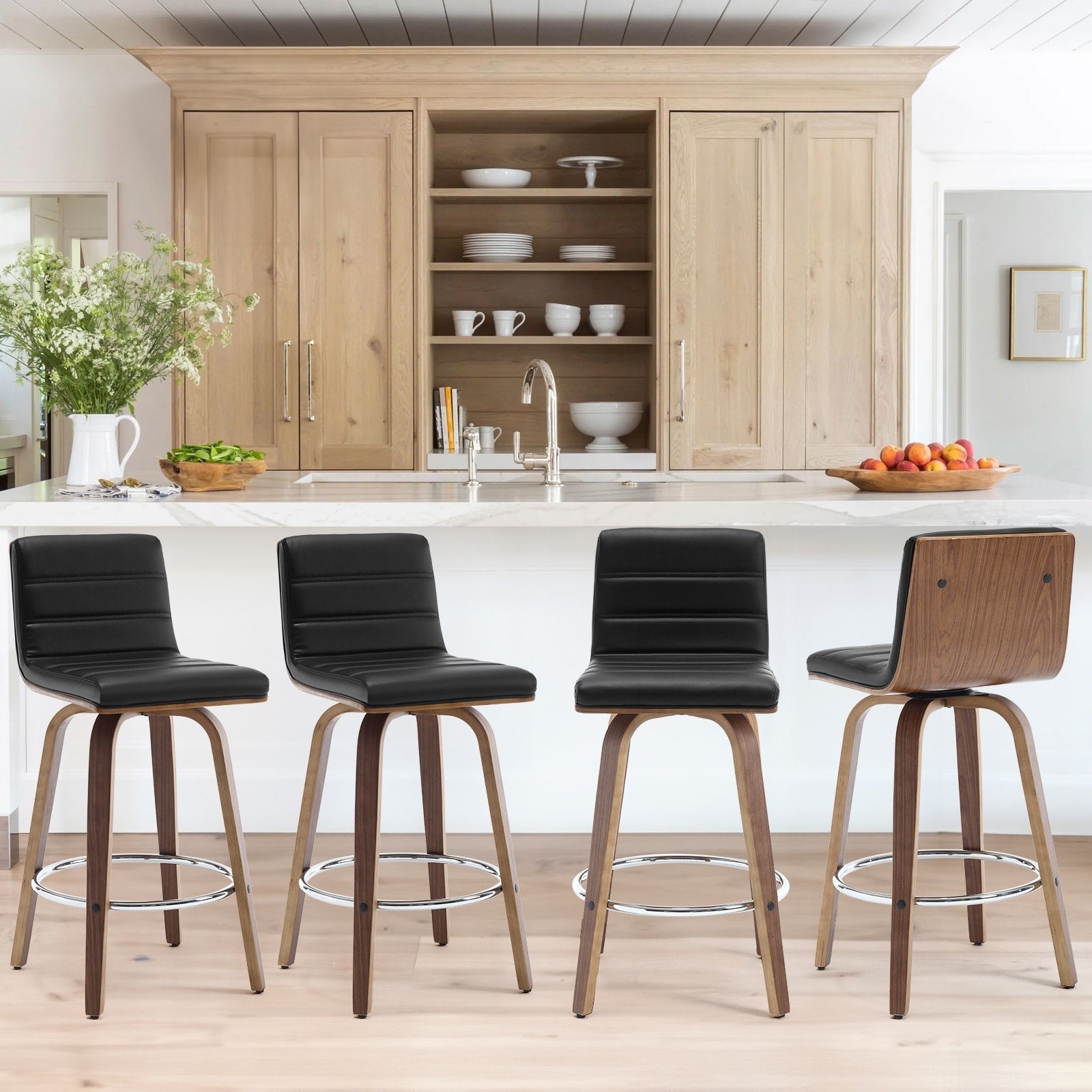 Tabourets de bar/comptoir pivotants en similicuir 26/29, lot de 2/3