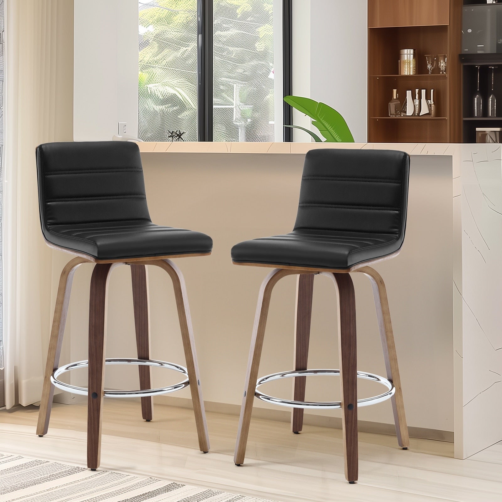 Tabourets de bar/comptoir pivotants en similicuir 26/29, lot de 2/3