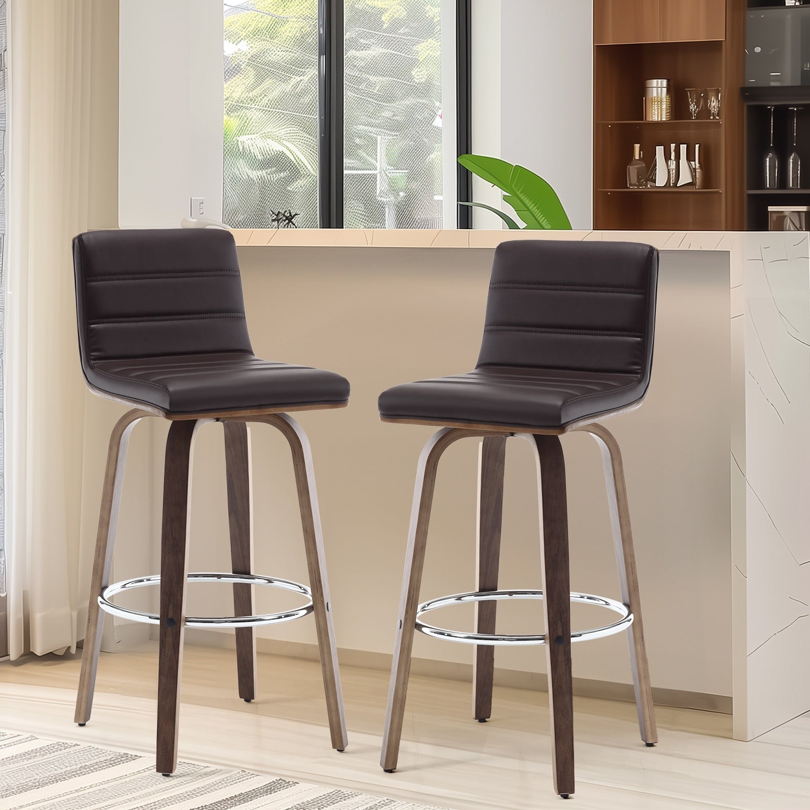 Tabourets de bar/comptoir pivotants en similicuir 26/29, lot de 2/3