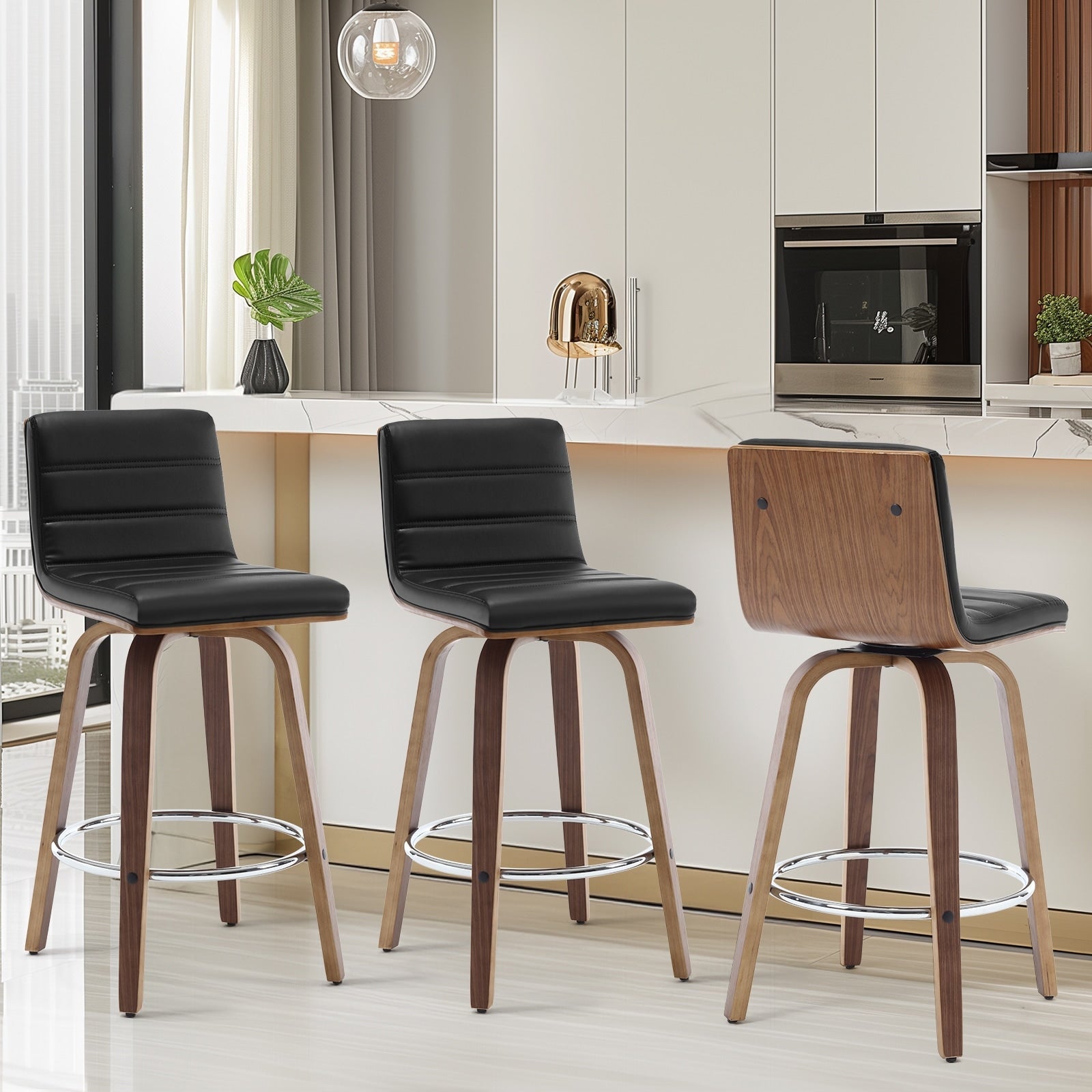 Tabourets de bar/comptoir pivotants en similicuir 26/29, lot de 2/3