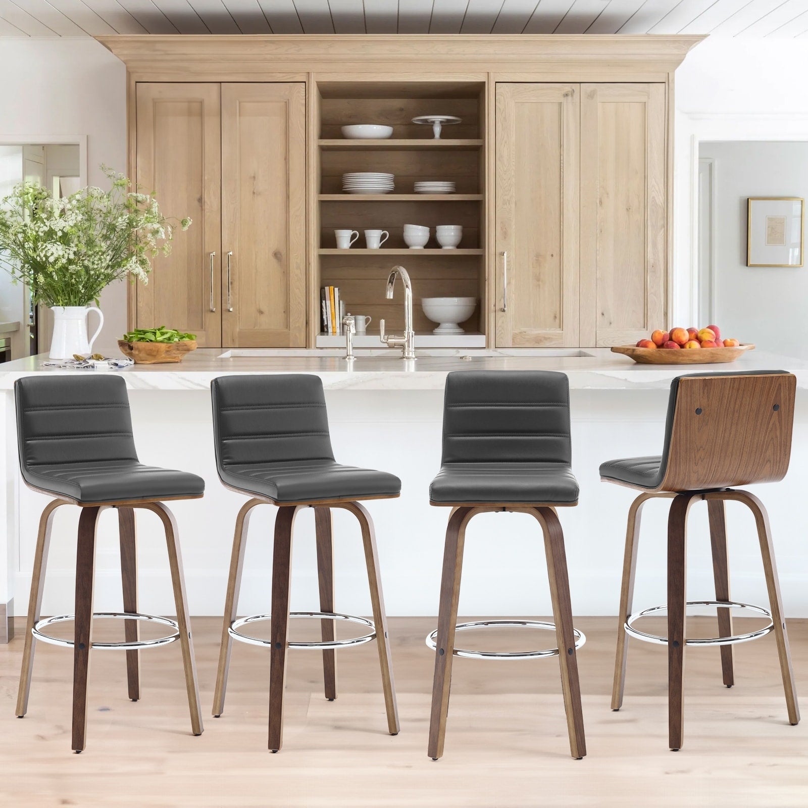 Tabourets de bar/comptoir pivotants en similicuir 26/29, lot de 2/3