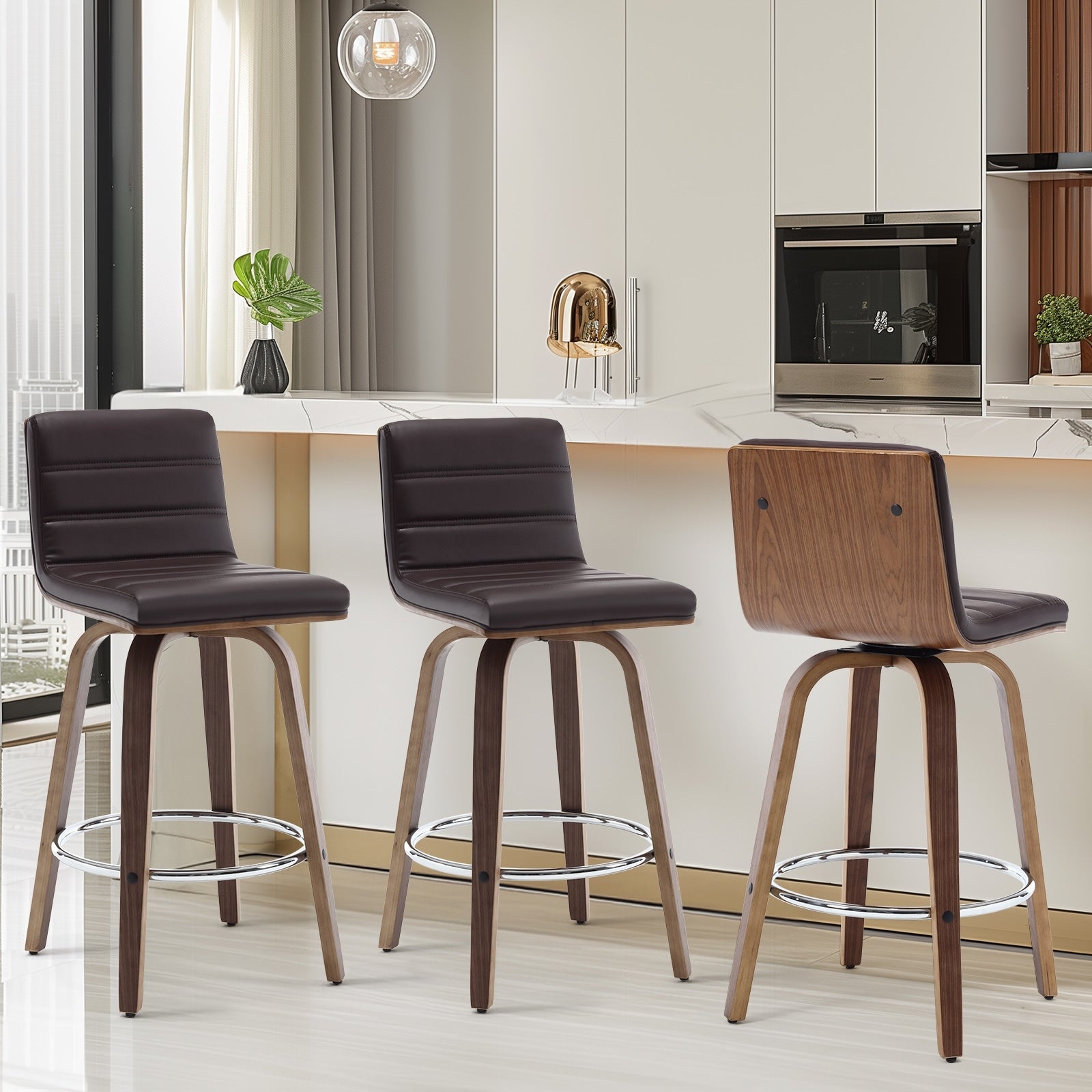Tabourets de bar/comptoir pivotants en similicuir 26/29, lot de 2/3