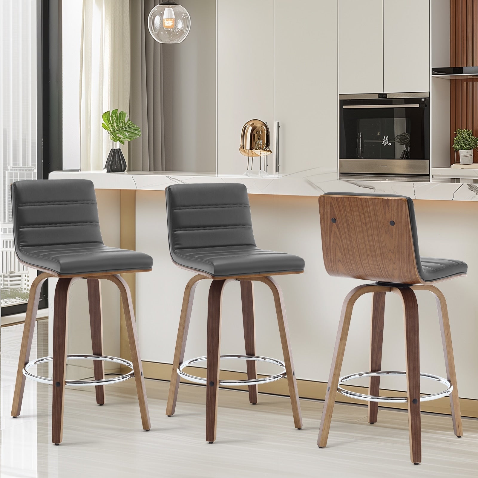 Tabourets de bar/comptoir pivotants en similicuir 26/29, lot de 2/3