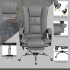 Fauteuil de bureau chauffant en cuir PU avec massage par vibrations, dossier inclinable de 135°, repose-pieds réglable et télécommande.